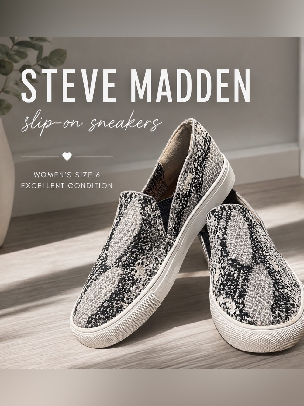 Steve Madden Slip-On Sneakers – Women’s Size 6 – Excellent Pre-Owned Condition